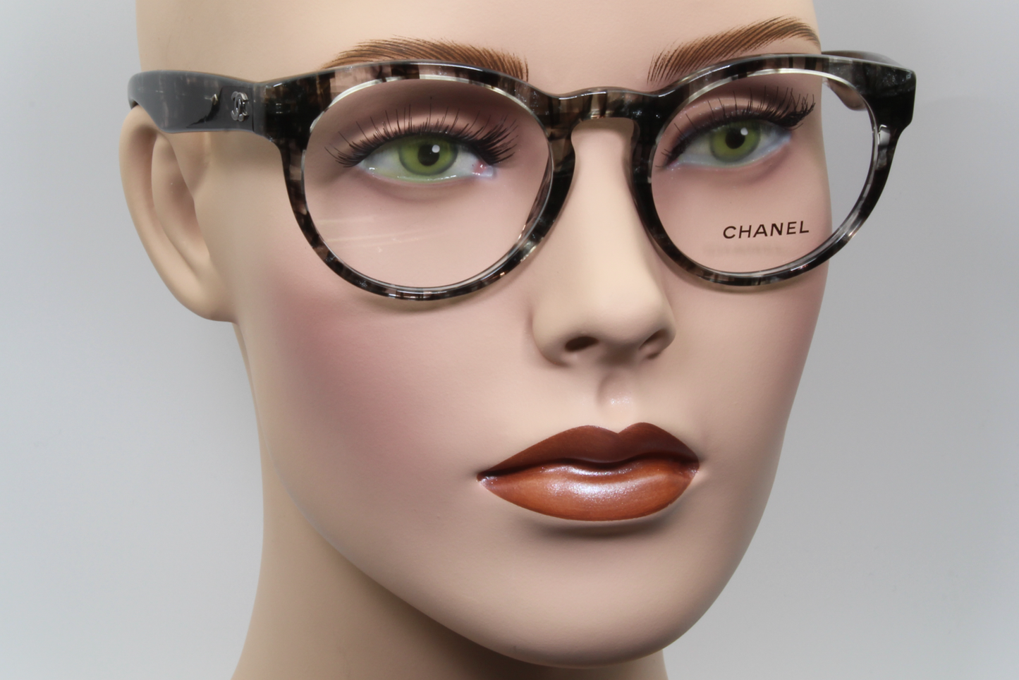 Chanel 3359  Female Round Glasses Frame Gloss Transparent Black Tweed 51mm
