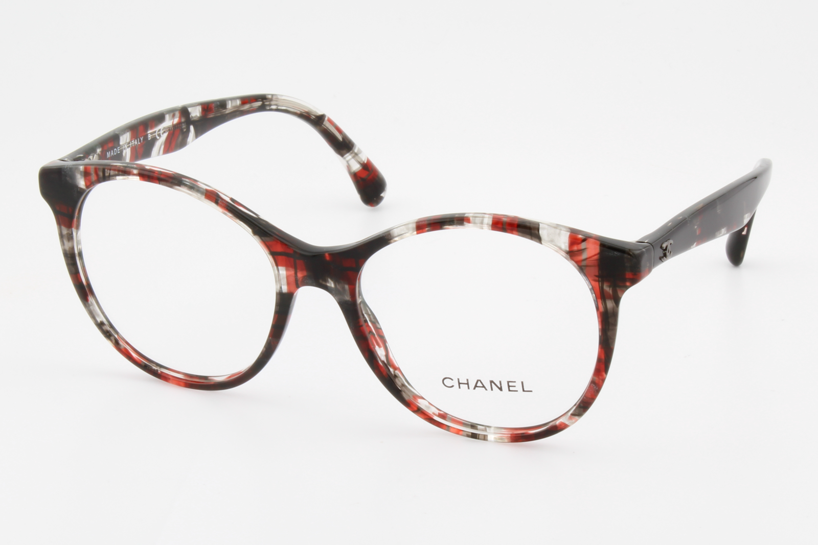 Chanel 3361  Female Round Glasses Frame Red Grey 52mm