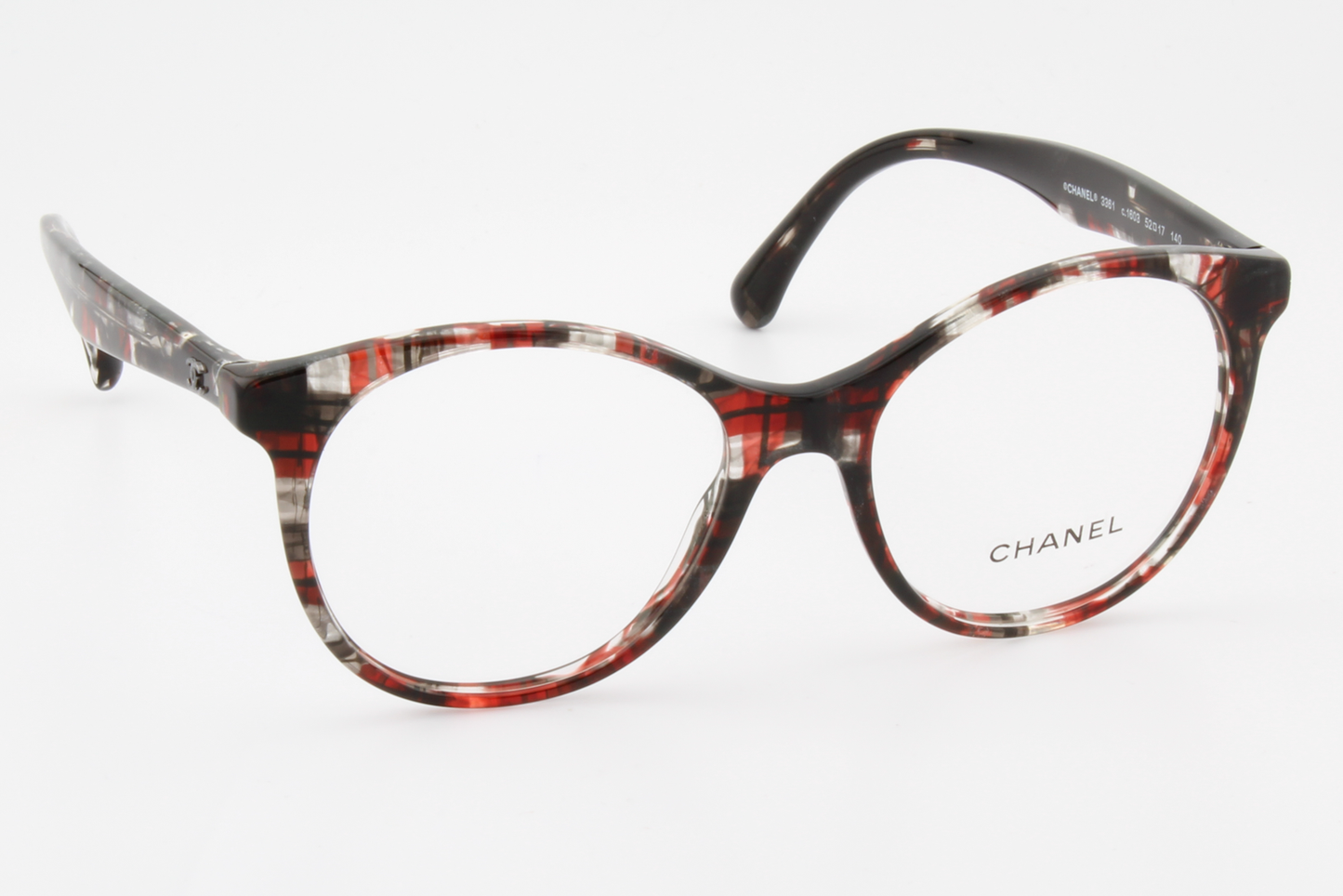 Chanel 3361  Female Round Glasses Frame Red Grey 52mm