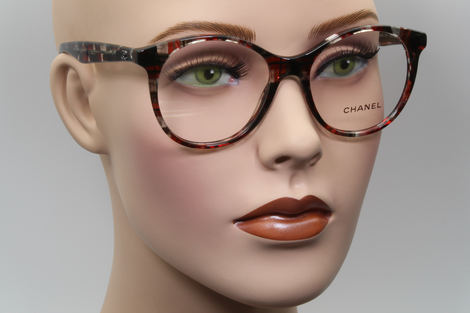 Chanel 3361  Female Round Glasses Frame Red Grey 52mm