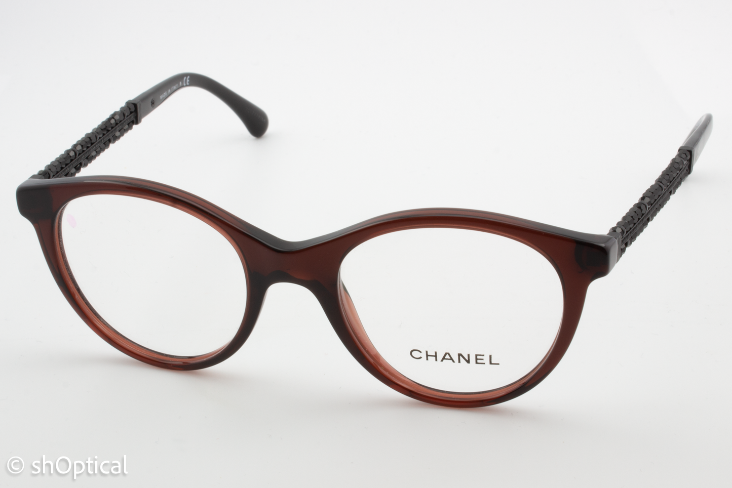 Chanel 3363-B  Female Round Glasses Frame Burgundy 48mm