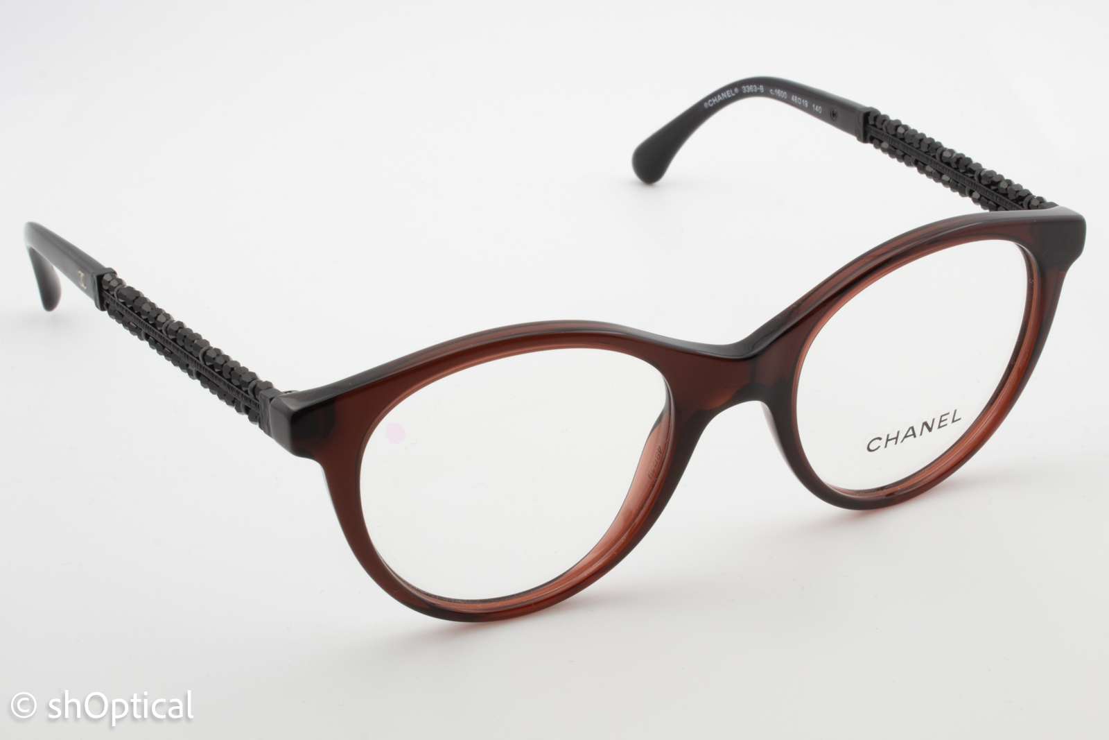 Chanel 3363-B  Female Round Glasses Frame Burgundy 48mm