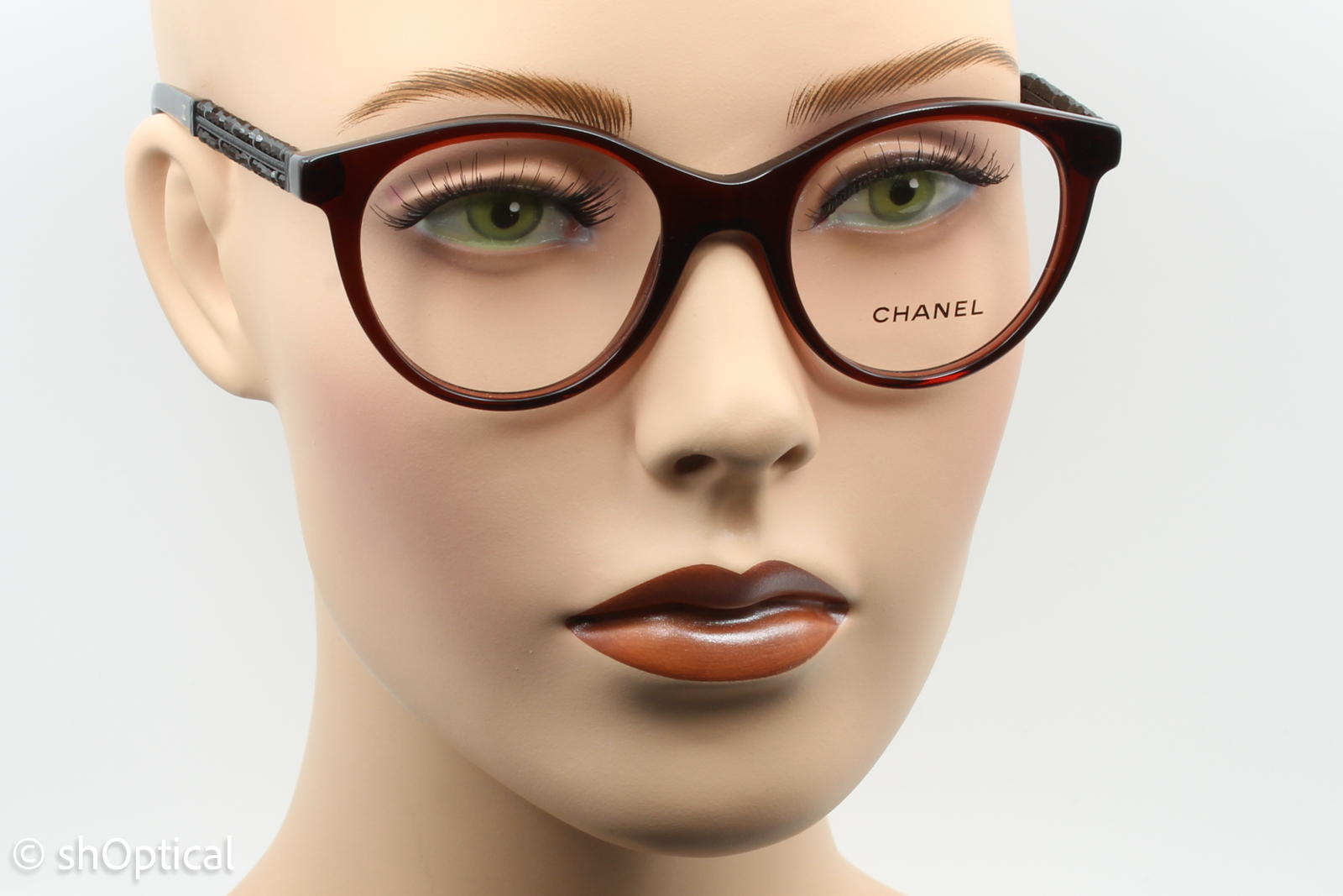 Chanel 3363-B  Female Round Glasses Frame Burgundy 48mm