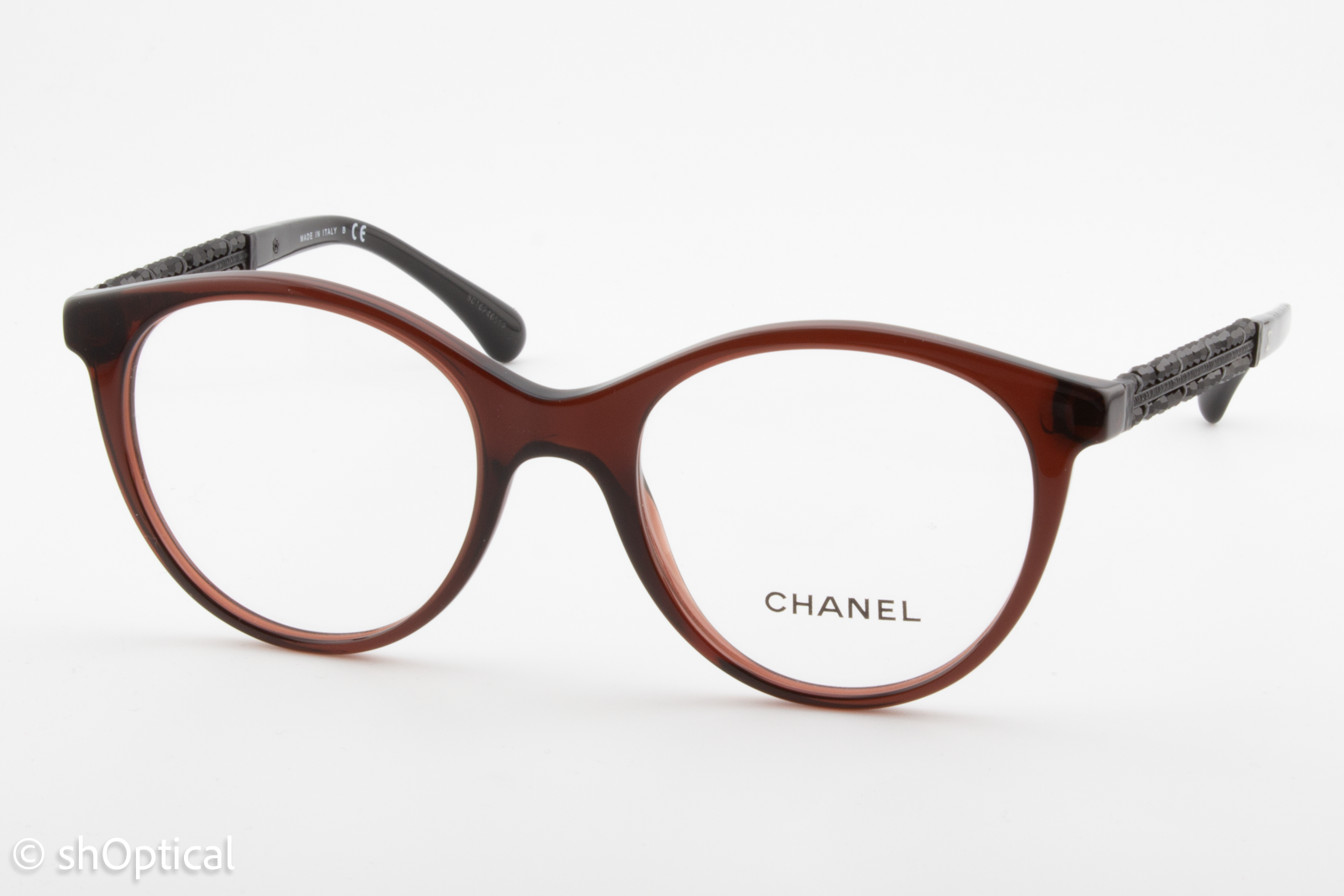 Chanel 3363-B  Female Round Glasses Frame Burgundy 50mm