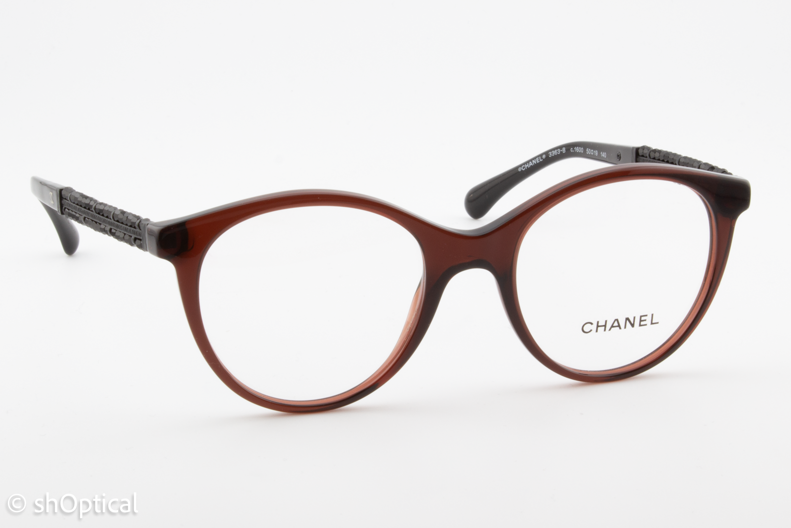 Chanel 3363-B  Female Round Glasses Frame Burgundy 50mm