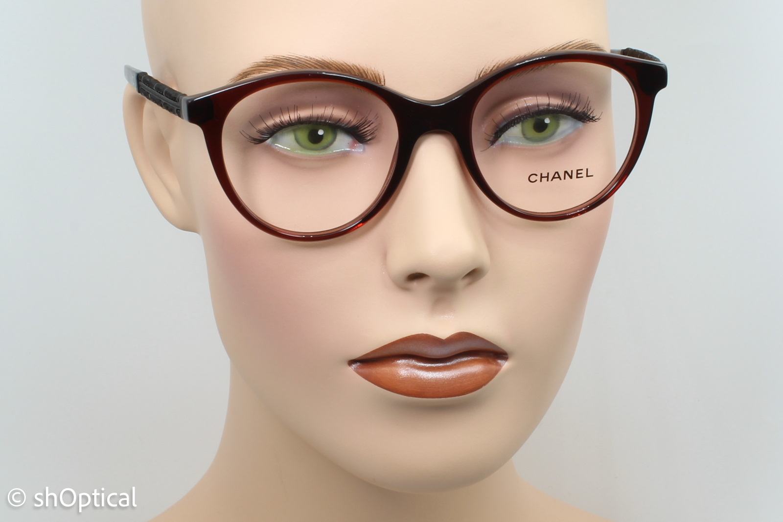 Chanel 3363-B  Female Round Glasses Frame Burgundy 50mm
