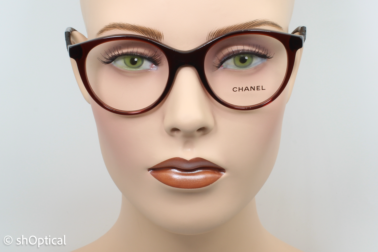 Chanel 3363-B  Female Round Glasses Frame Burgundy 50mm
