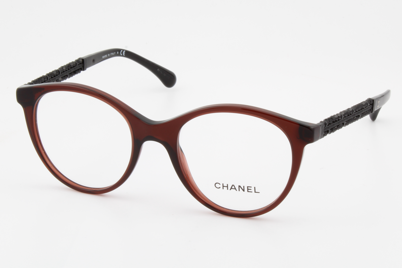 Chanel 3363-B  Female Round Glasses Frame Burgundy 50mm
