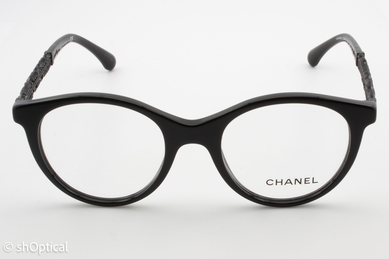 Chanel 3363-B  Female Round Glasses Frame Black 48mm