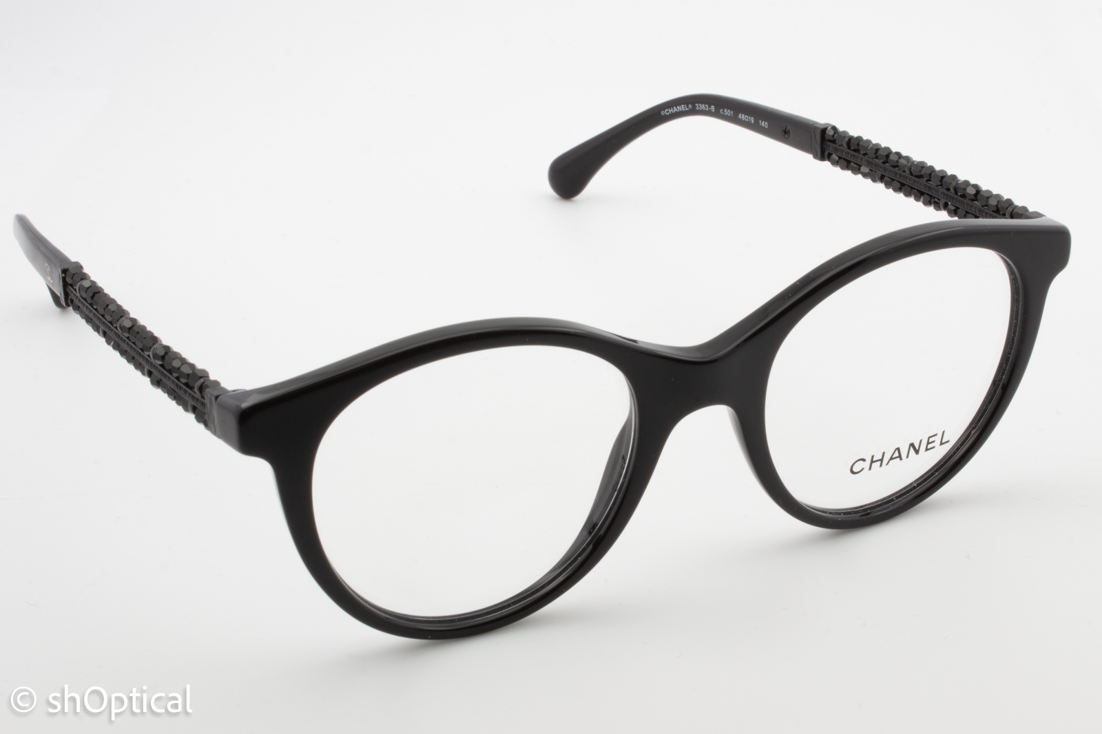 Chanel 3363-B  Female Round Glasses Frame Black 48mm