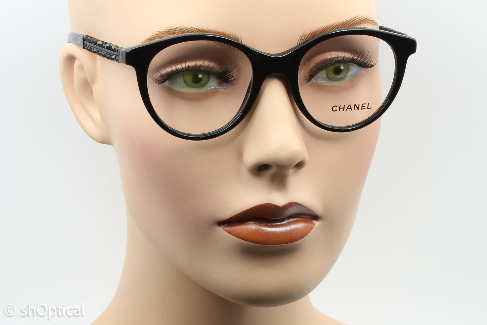 Chanel 3363-B  Female Round Glasses Frame Black 48mm