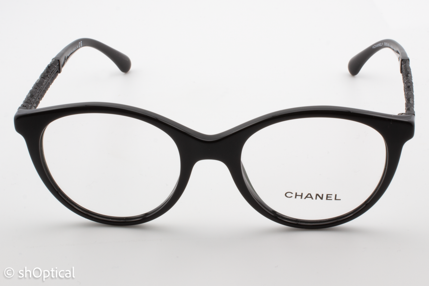 Chanel 3363-B  Female Round Glasses Frame Black 50mm
