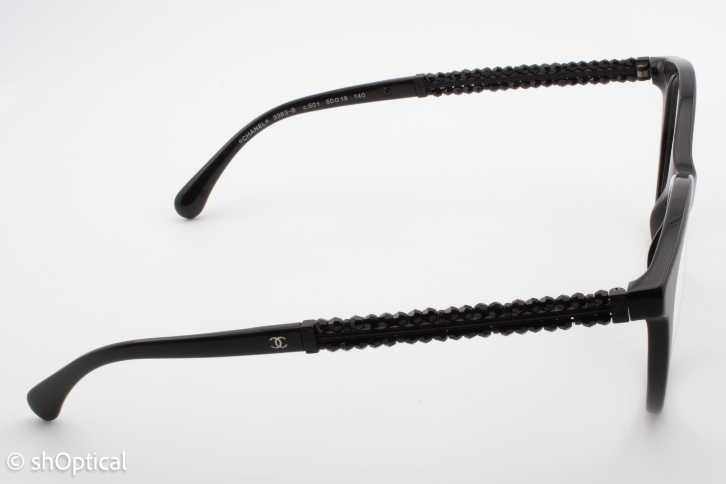 Chanel 3363-B  Female Round Glasses Frame Black 50mm