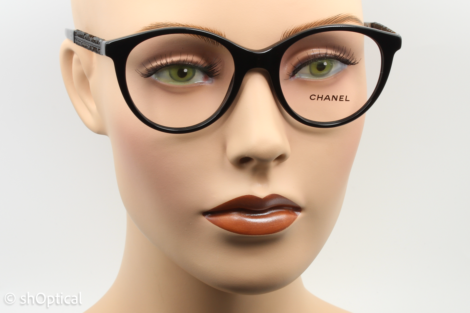 Chanel 3363-B  Female Round Glasses Frame Black 50mm