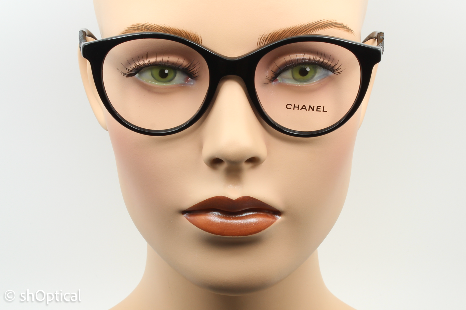 Chanel 3363-B  Female Round Glasses Frame Black 50mm