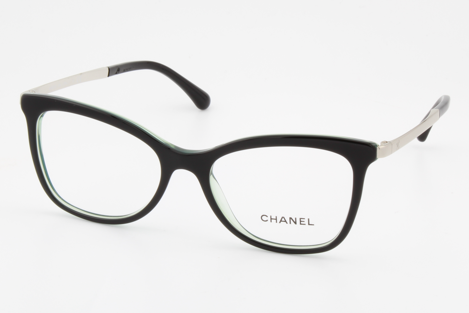 Chanel 3365  Female Cat Eye Glasses Frame Black/Clear Green 52mm