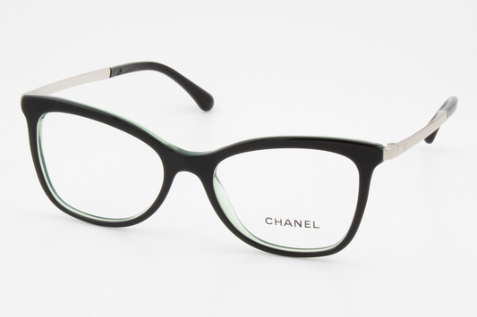 Chanel 3365  Female Cat Eye Glasses Frame Black/Clear Green 52mm
