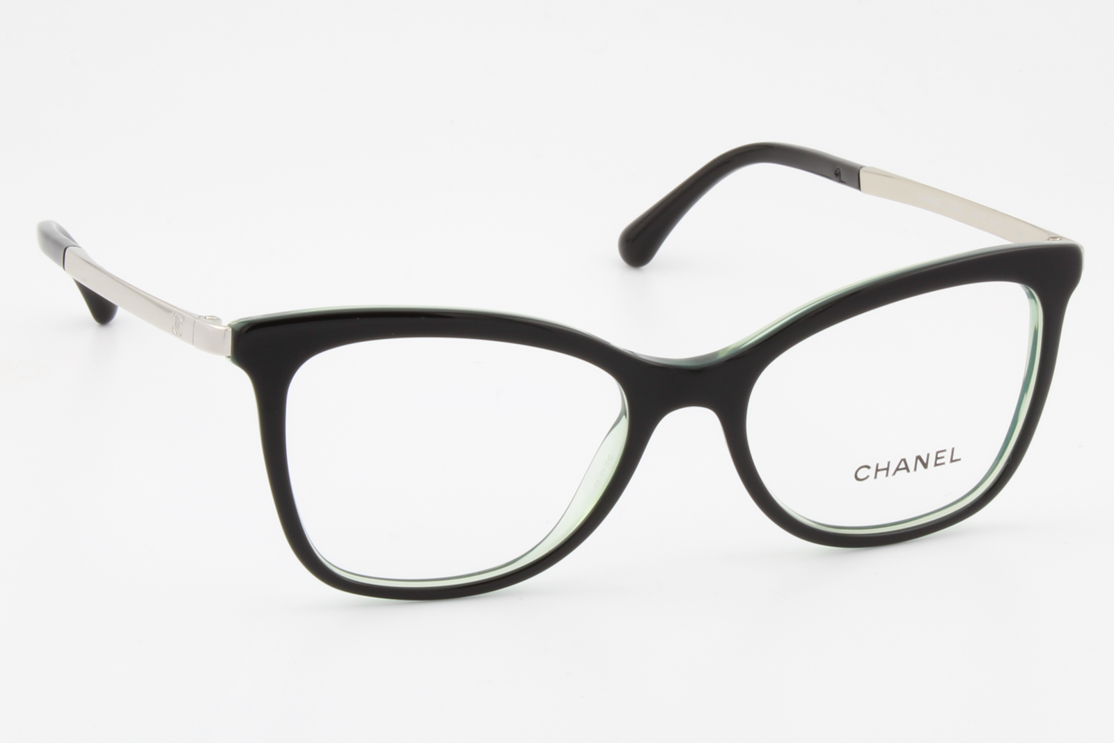 Chanel 3365  Female Cat Eye Glasses Frame Black/Clear Green 52mm
