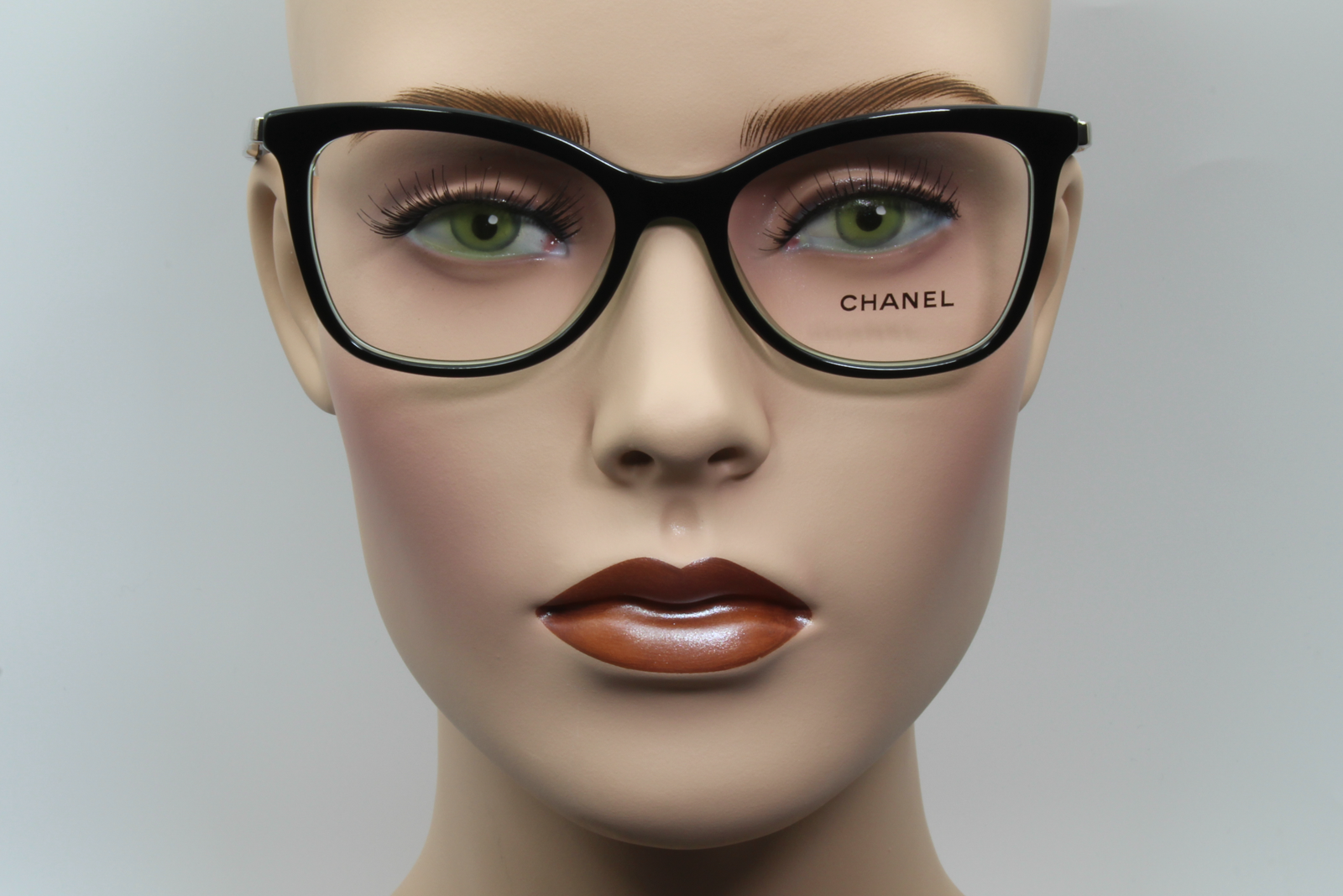 Chanel 3365  Female Cat Eye Glasses Frame Black/Clear Green 52mm