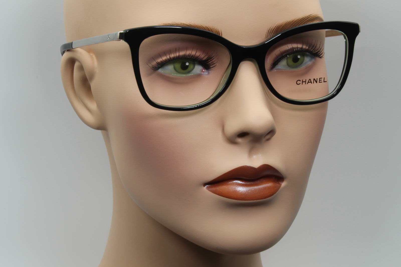 Chanel 3365  Female Cat Eye Glasses Frame Black/Clear Green 52mm