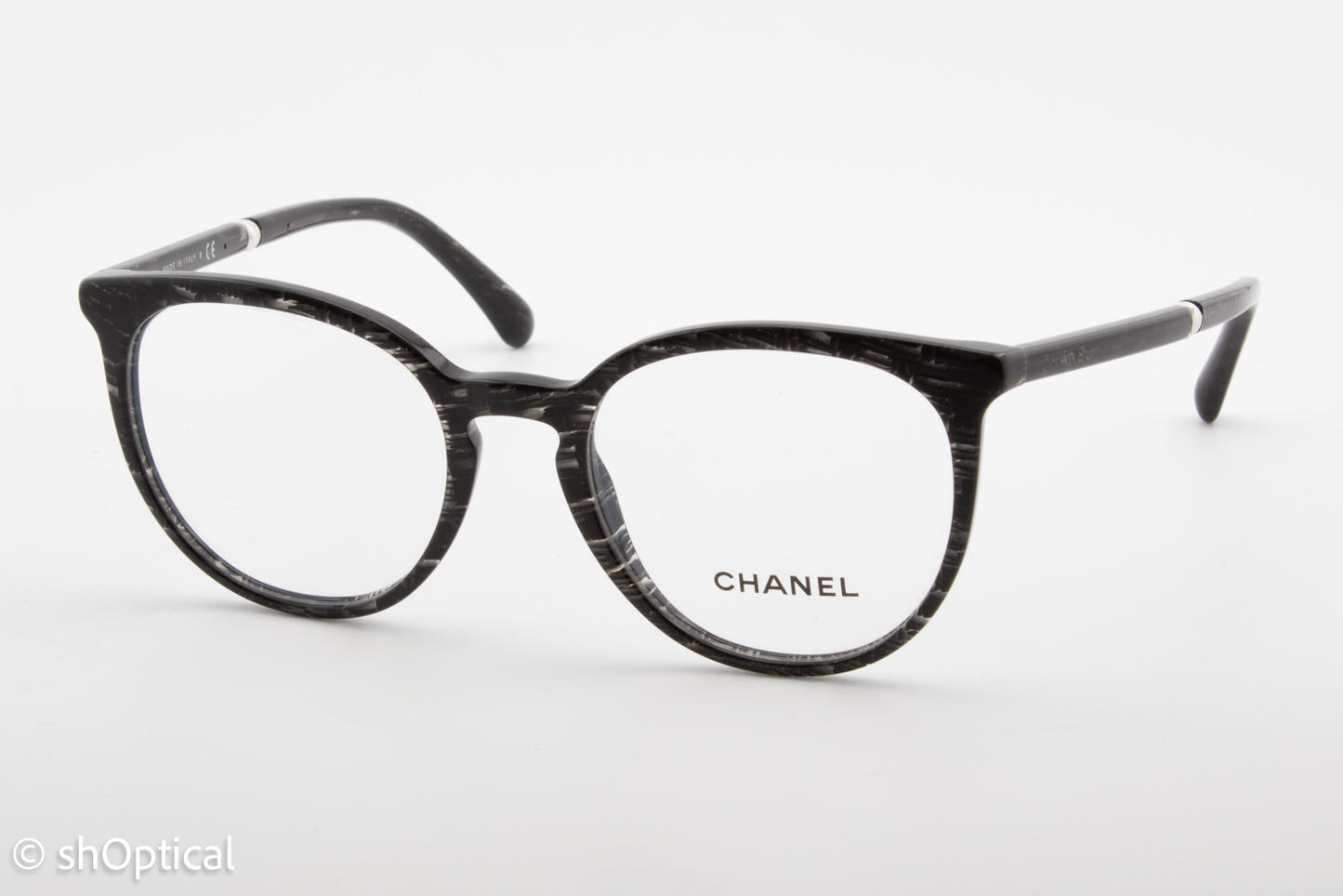 Chanel 3376-H  Female Round Glasses Frame Grey Glitter 50mm