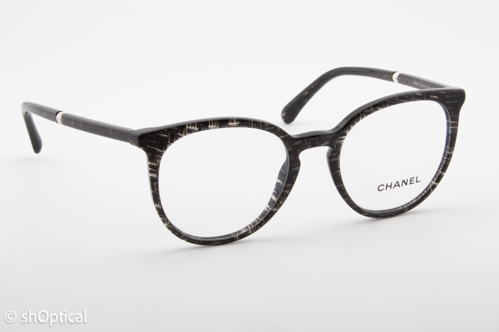 Chanel 3376-H  Female Round Glasses Frame Grey Glitter 50mm