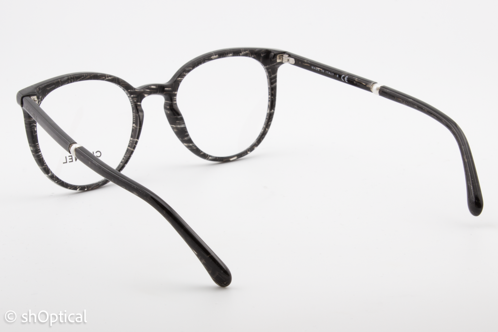 Chanel 3376-H  Female Round Glasses Frame Grey Glitter 50mm