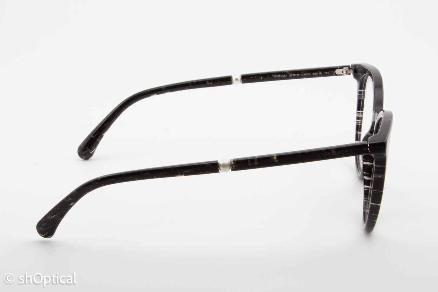 Chanel 3376-H  Female Round Glasses Frame Grey Glitter 50mm