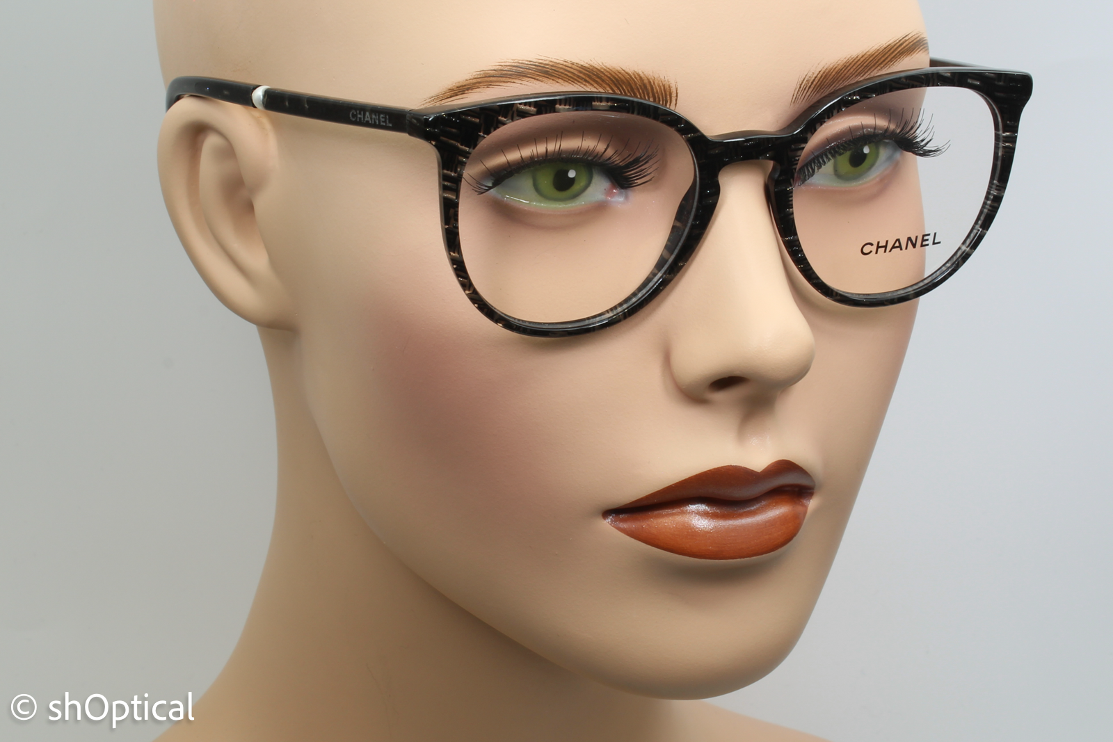 Chanel 3376-H  Female Round Glasses Frame Grey Glitter 50mm