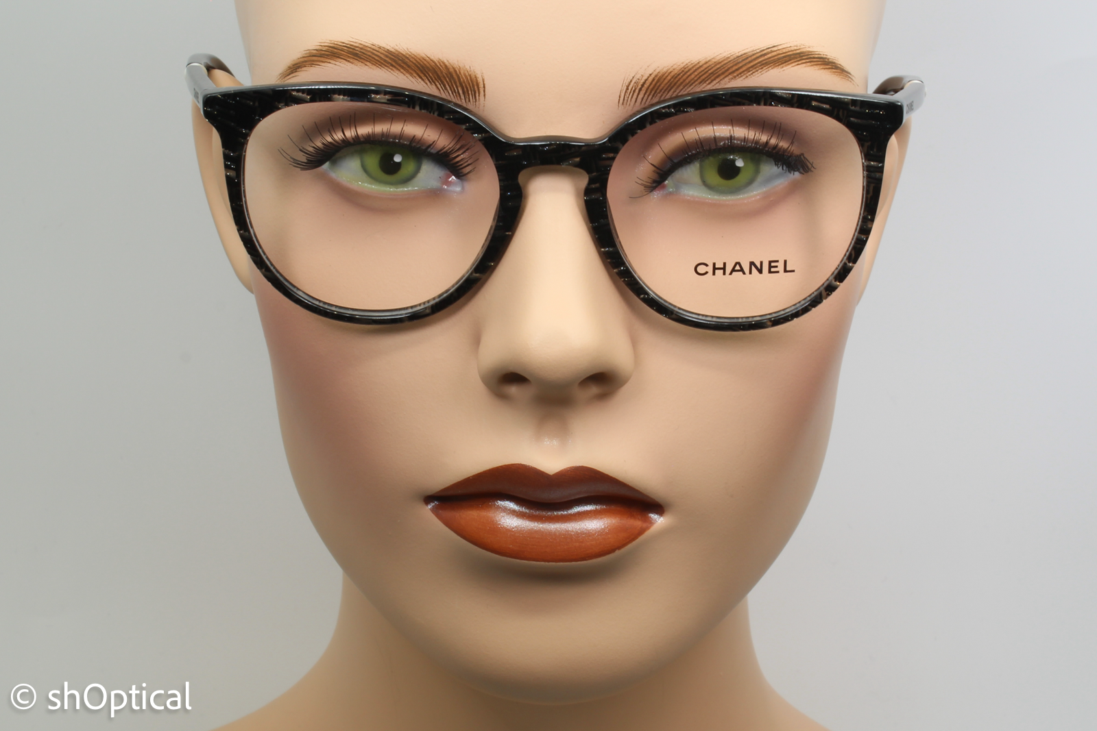 Chanel 3376-H  Female Round Glasses Frame Grey Glitter 50mm