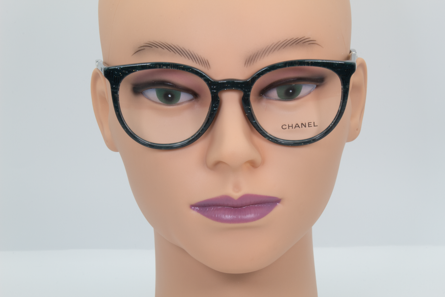 Chanel 3376-H  Female Round Glasses Frame Green Glitter 50mm