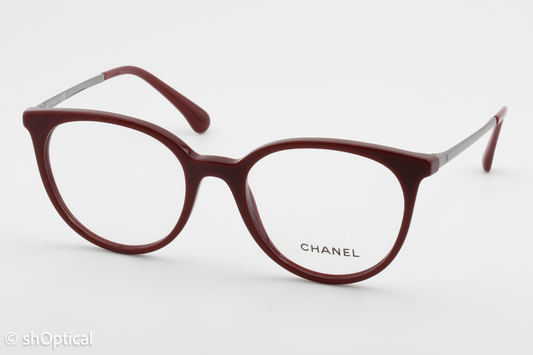 Chanel 3378  Female Round Glasses Frame Red 52mm