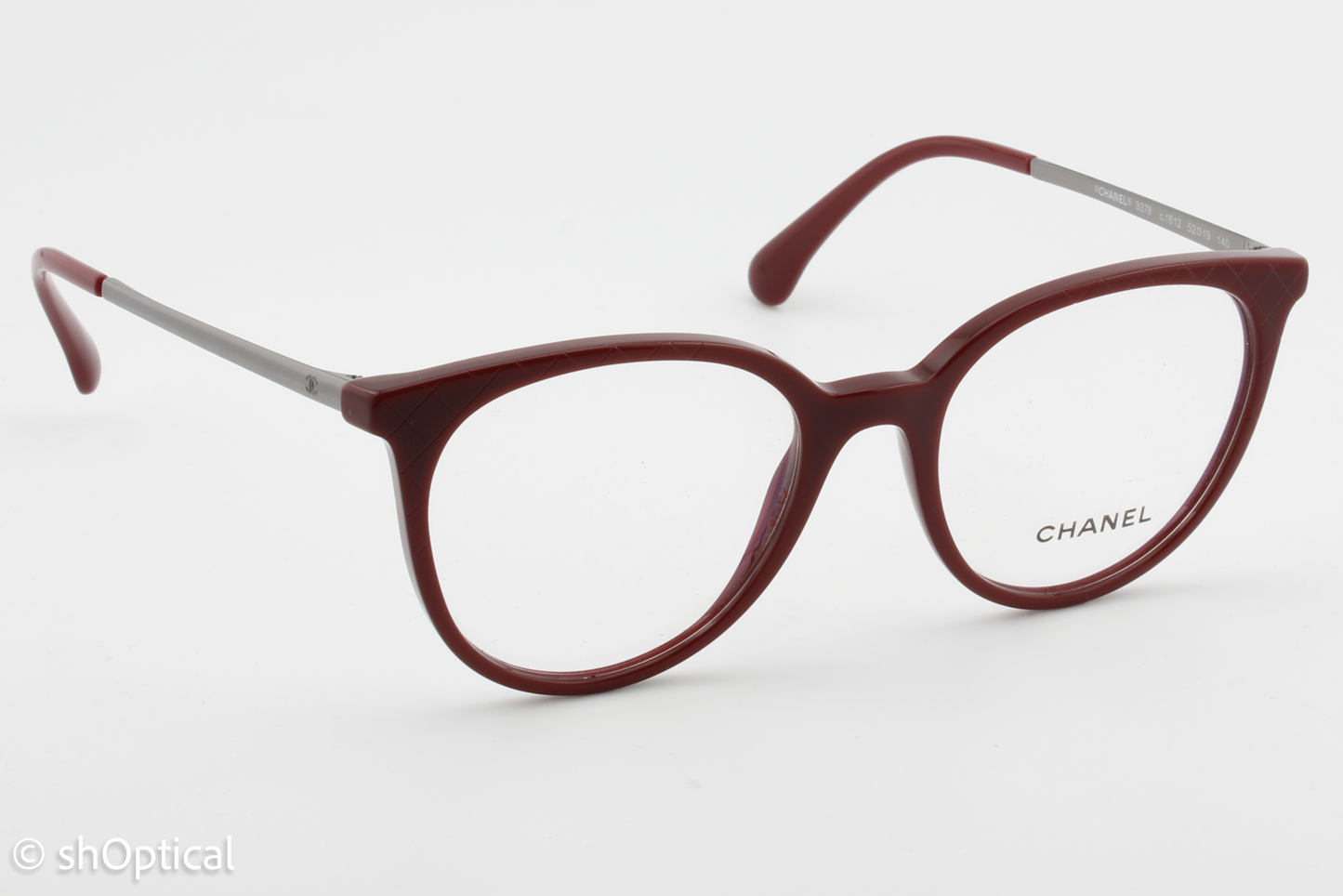 Chanel 3378  Female Round Glasses Frame Red 52mm