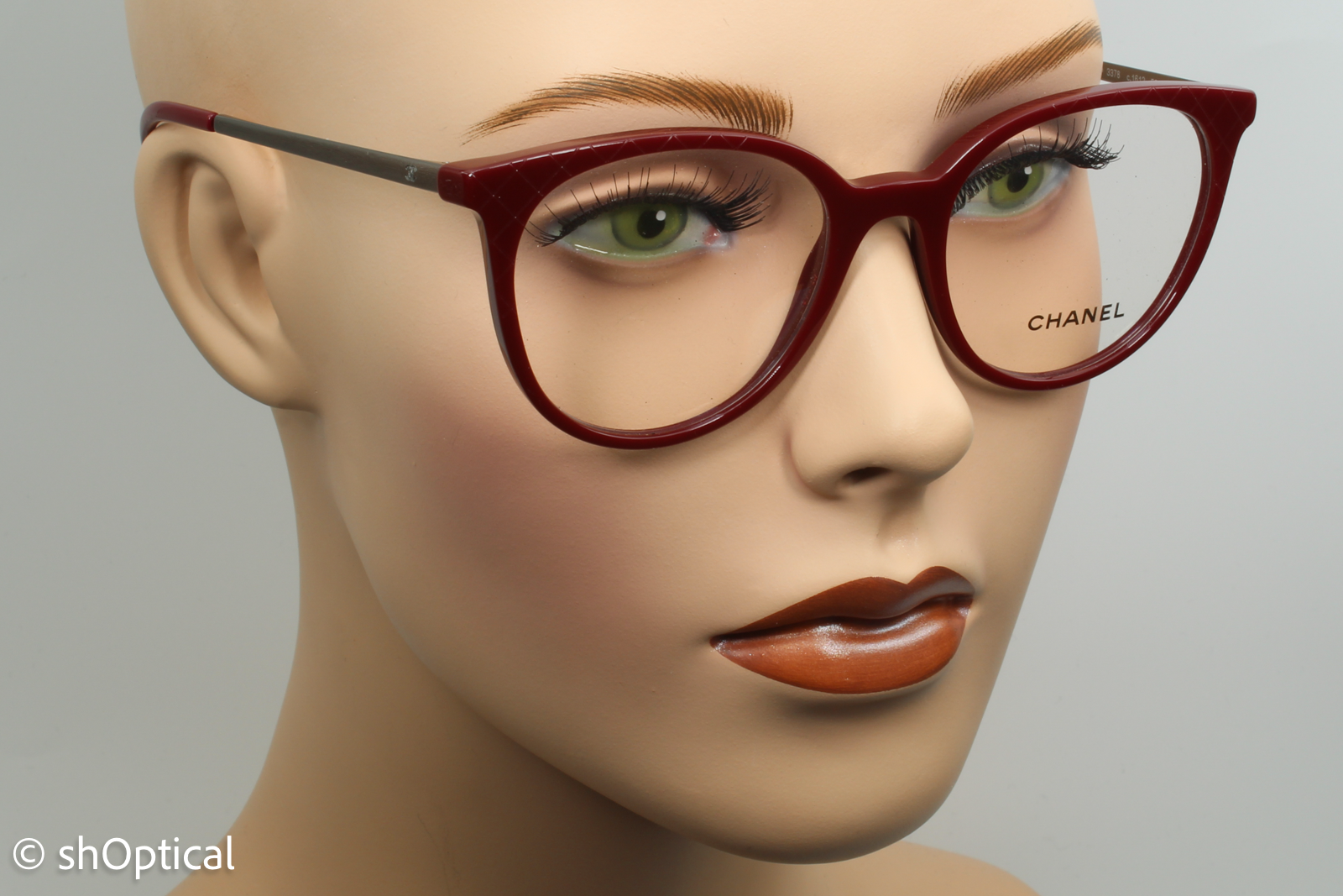 Chanel 3378  Female Round Glasses Frame Red 52mm