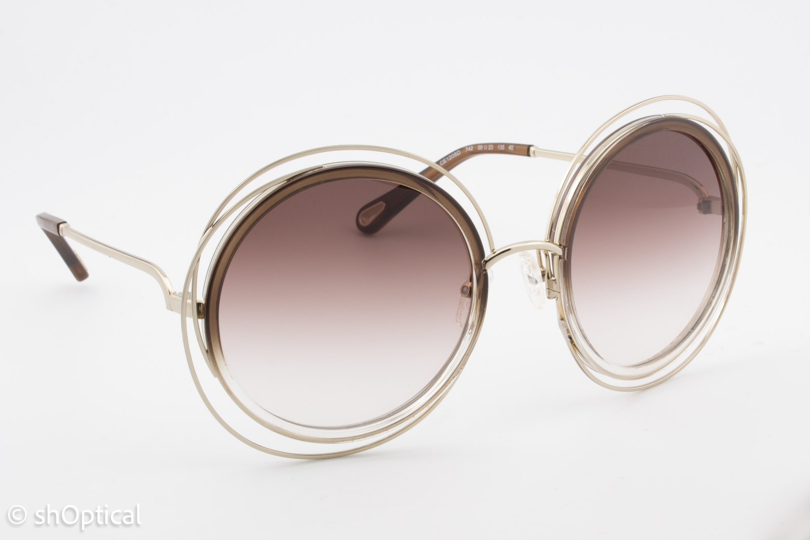 Chloe CE120SD 742 Womens Full Rim Sunglasses White Gold 58mm