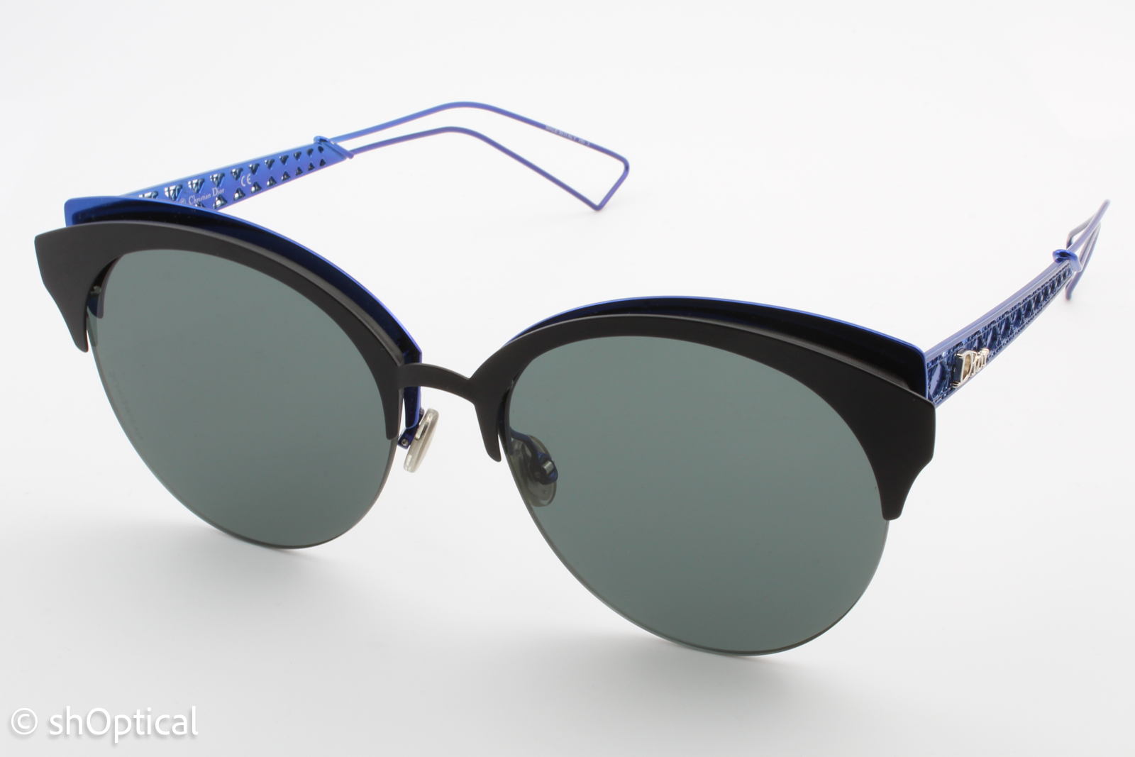 Christian Dior DIORAMACLUB 000 G5V2K Womens Full Rim Sunglasses Matte Black/Blue 55mm