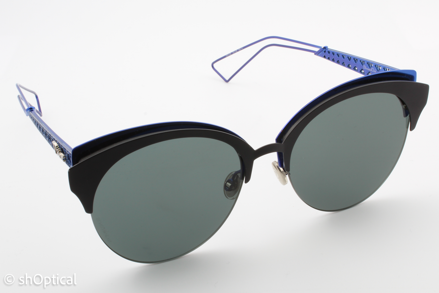 Christian Dior DIORAMACLUB 000 G5V2K Womens Full Rim Sunglasses Matte Black/Blue 55mm