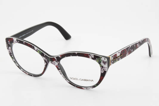 Dolce & Gabbana DG3246  Female Cat Eye Glasses Frame Top Rose Print 51mm