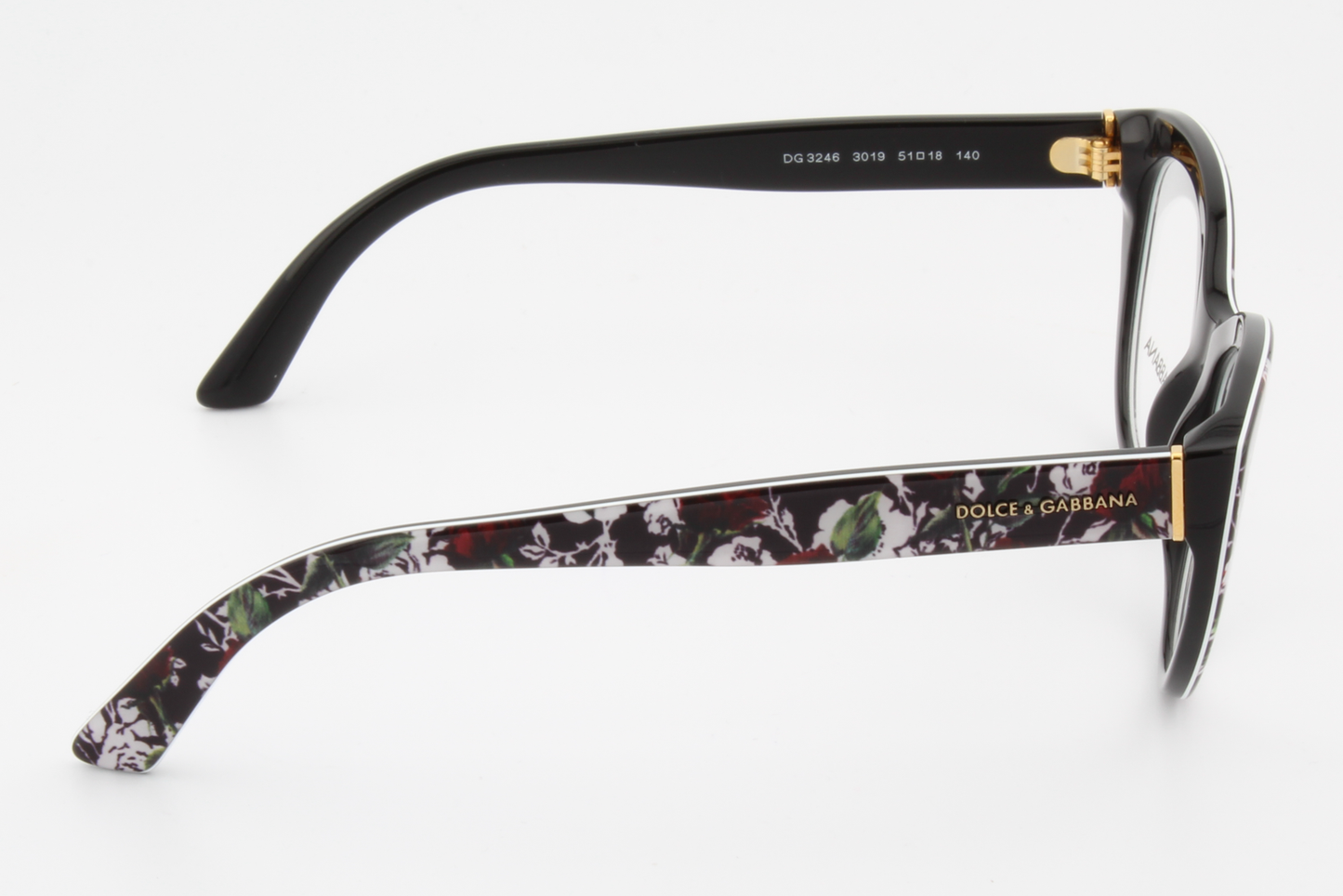 Dolce & Gabbana DG3246  Female Cat Eye Glasses Frame Top Rose Print 51mm