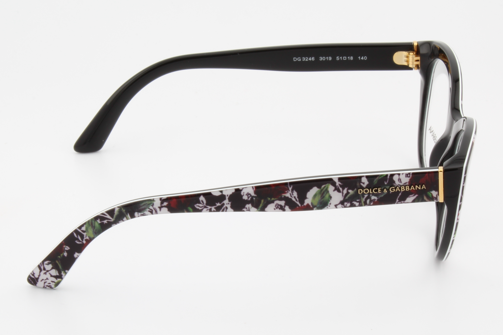 Dolce & Gabbana DG3246  Female Cat Eye Glasses Frame Top Rose Print 51mm