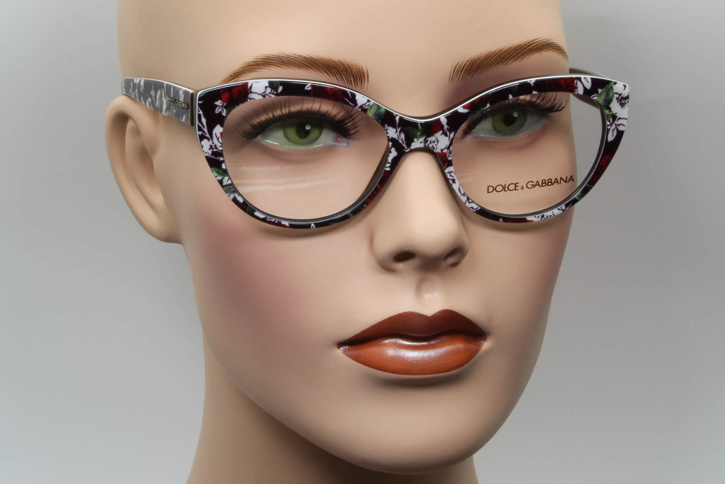 Dolce & Gabbana DG3246  Female Cat Eye Glasses Frame Top Rose Print 51mm