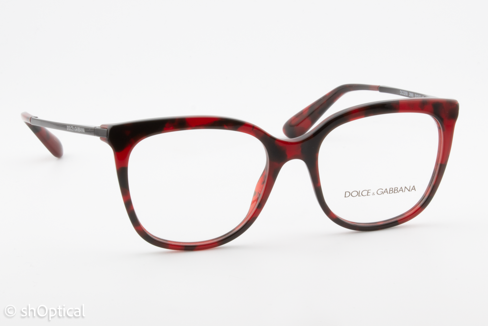 Dolce & Gabbana DG3259  Female Cat Eye Glasses Frame Red Cube Bordeaux 51mm