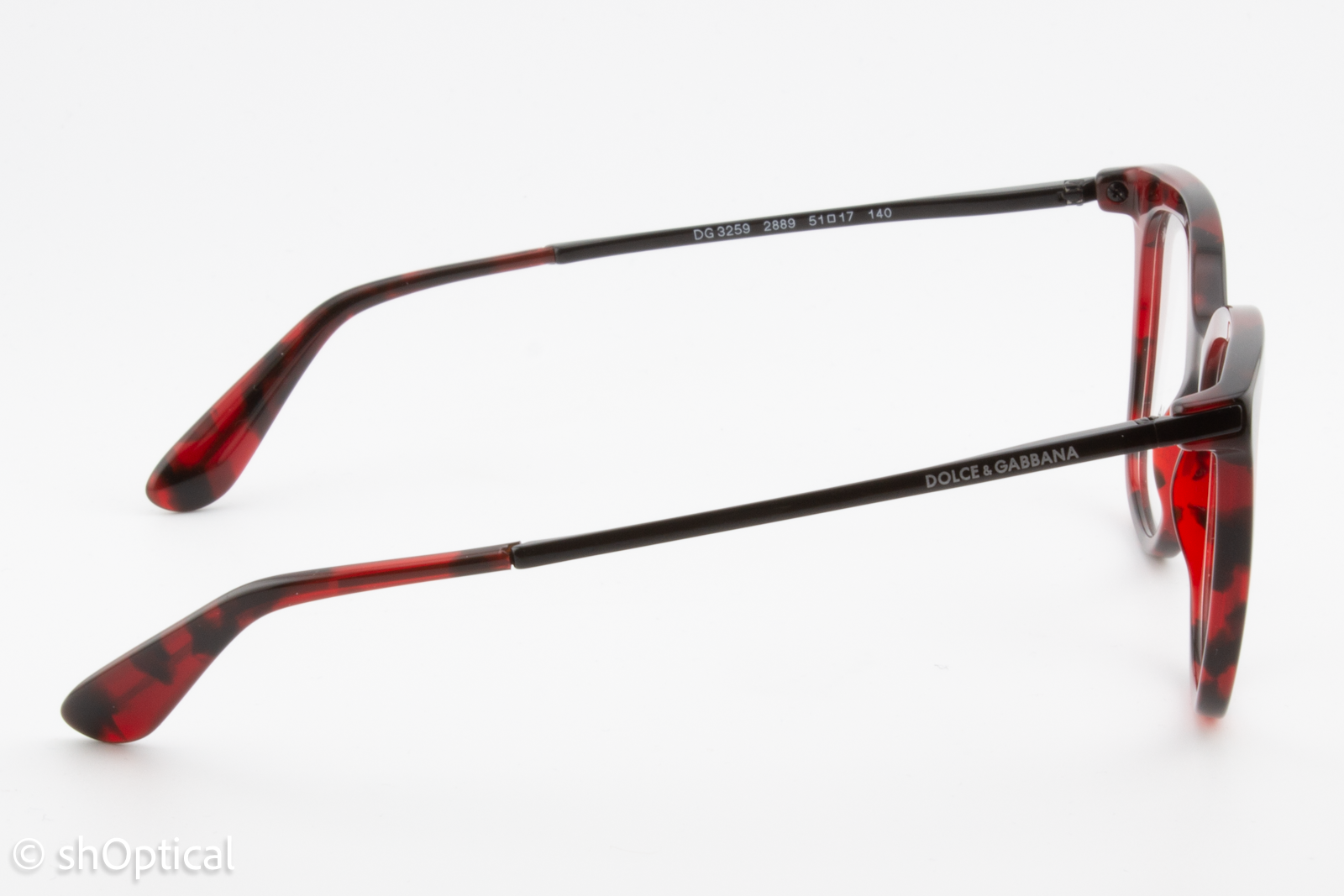 Dolce & Gabbana DG3259  Female Cat Eye Glasses Frame Red Cube Bordeaux 51mm