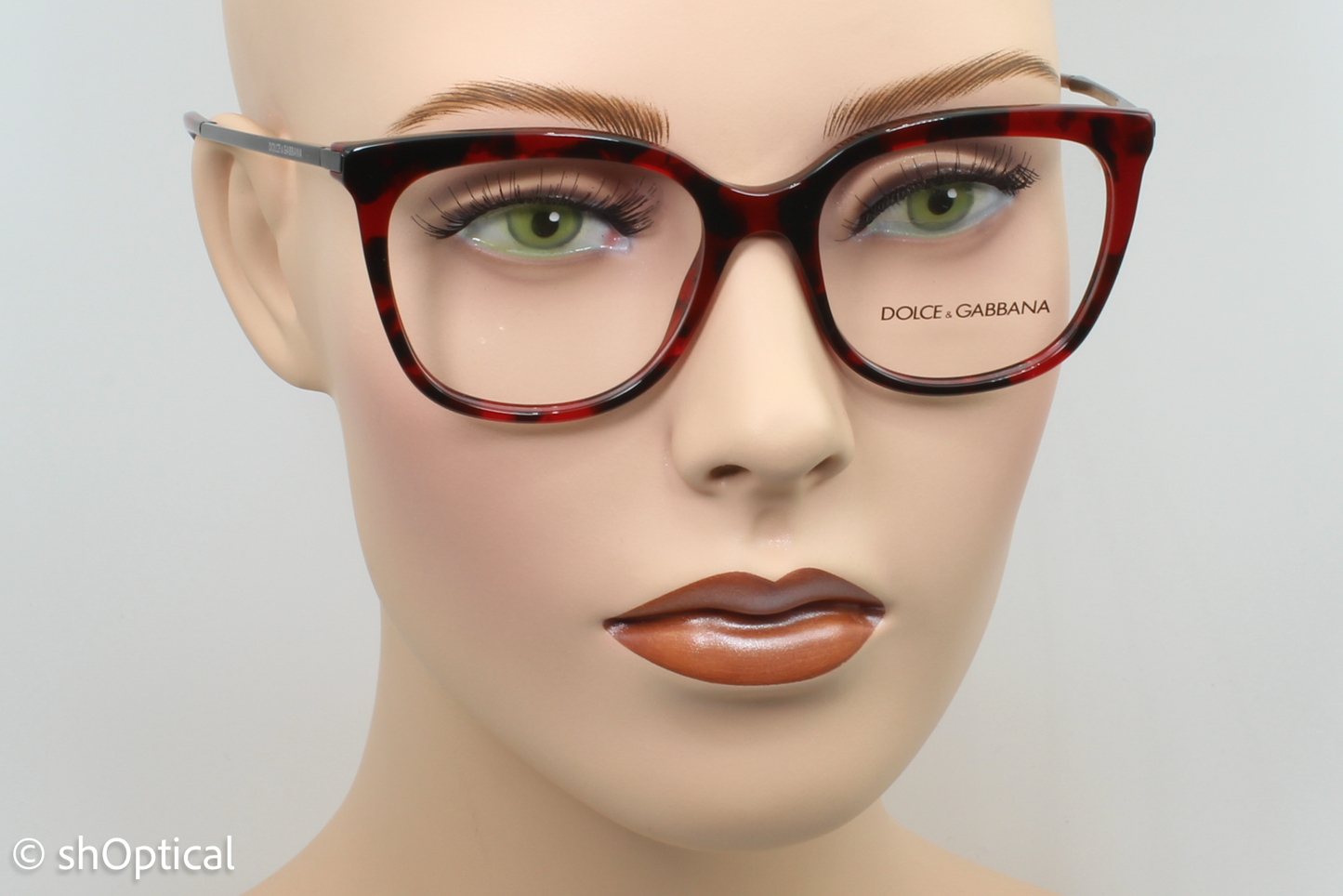 Dolce & Gabbana DG3259  Female Cat Eye Glasses Frame Red Cube Bordeaux 51mm