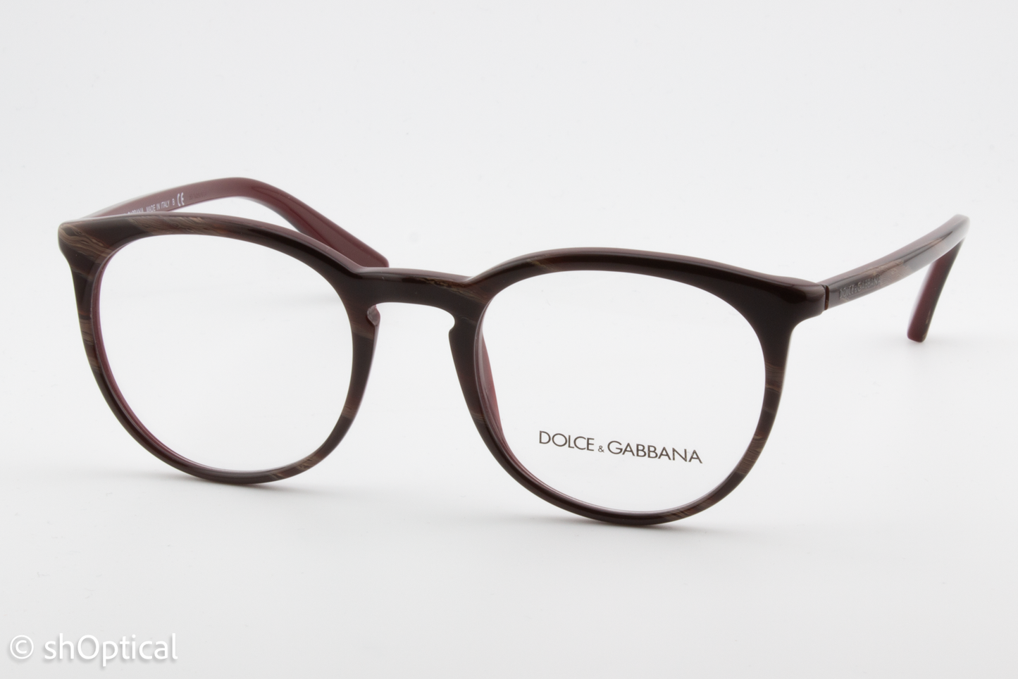Dolce & Gabbana DG3269  Female Round Glasses Frame Striped Red on Bordeaux 51mm
