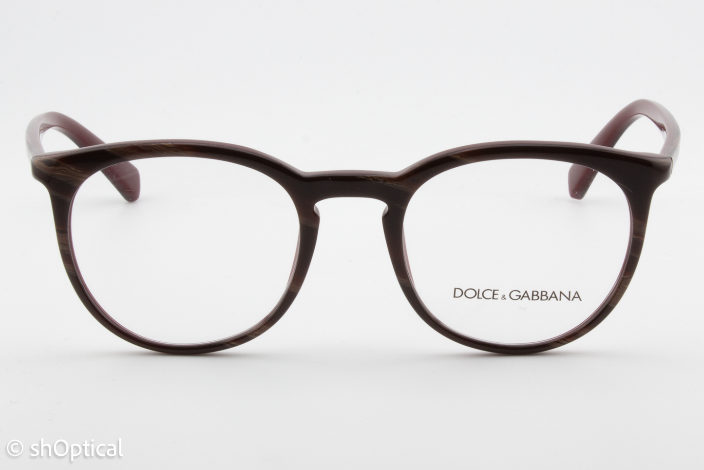 Dolce & Gabbana DG3269  Female Round Glasses Frame Striped Red on Bordeaux 51mm