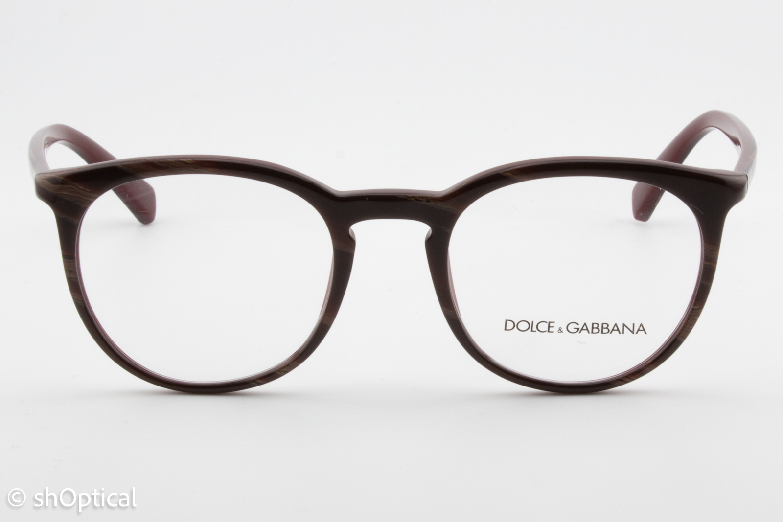 Dolce & Gabbana DG3269  Female Round Glasses Frame Striped Red on Bordeaux 51mm
