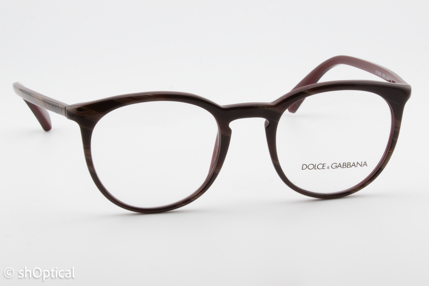 Dolce & Gabbana DG3269  Female Round Glasses Frame Striped Red on Bordeaux 51mm
