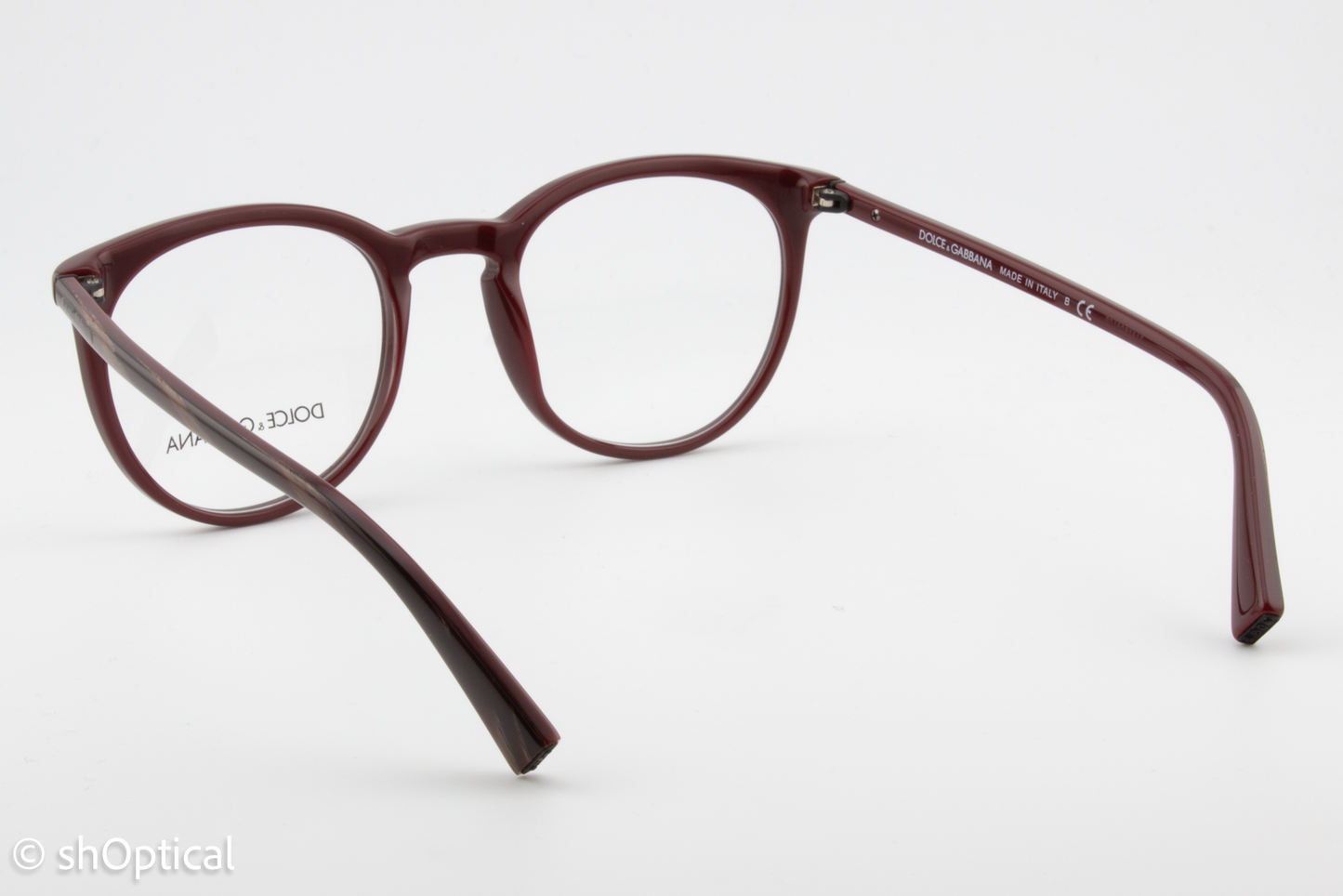 Dolce & Gabbana DG3269  Female Round Glasses Frame Striped Red on Bordeaux 51mm