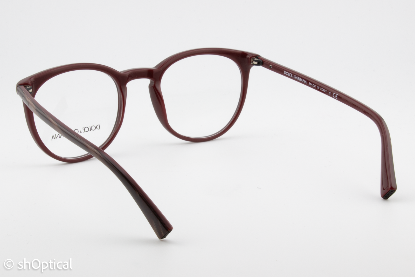 Dolce & Gabbana DG3269  Female Round Glasses Frame Striped Red on Bordeaux 51mm